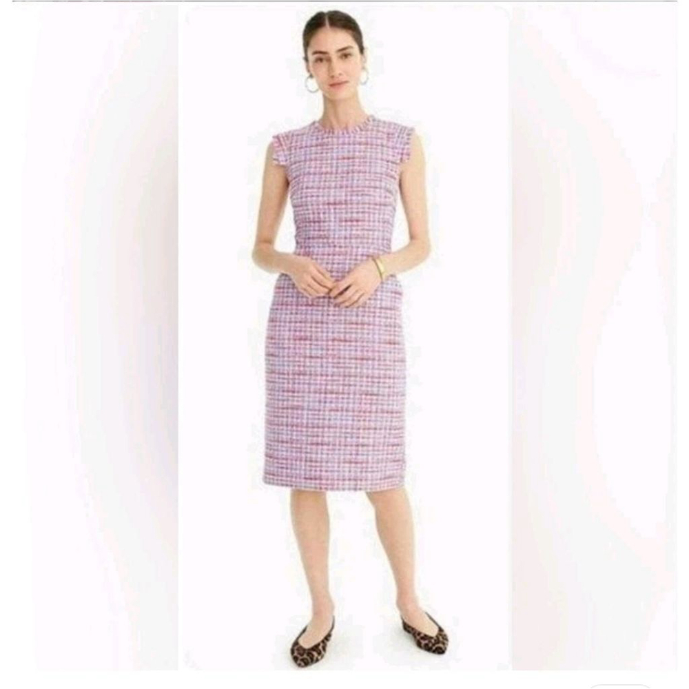 J. Crew Pink and White Midi Dress